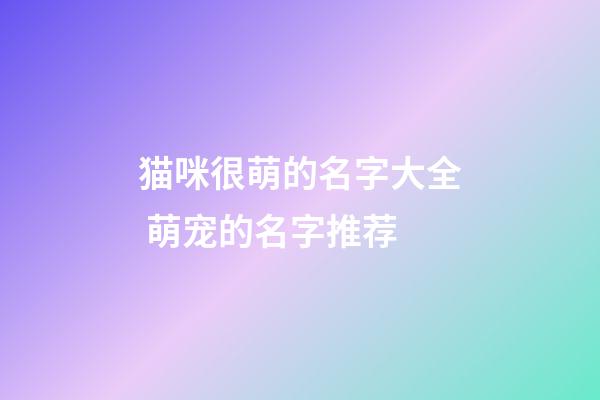 猫咪很萌的名字大全 萌宠的名字推荐